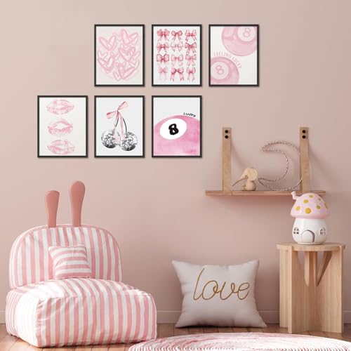 Pink Coquette Wall Art Set - 6 Trendy Aesthetic 8x10 Posters