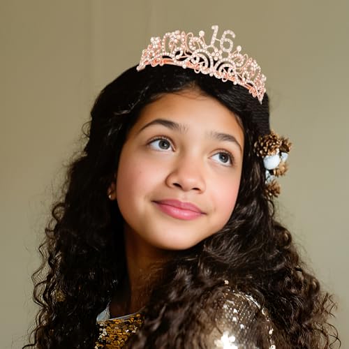 Sweet 16 Birthday Tiara and Glitter Sash Set for Girls Party Supplies