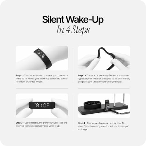 Silent Wrist Vibration Alarm Clock for Heavy Sleepers - Rechargeable Band