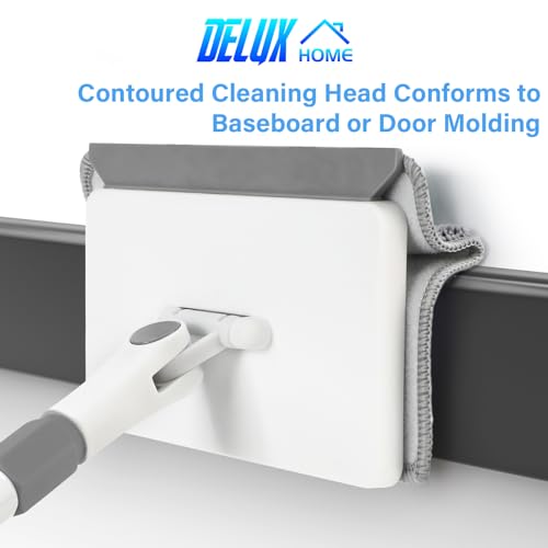 Baseboard Cleaner Tool with Extendable Long Handle & 4 Reusable Pads