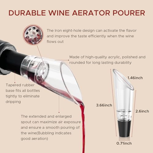 WINWHIRLO 4-in-1 Wine Bottle Opener Gift Set with Corkscrew, Vacuum Stopper & Pourer