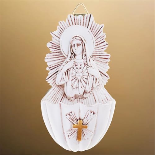 Resin Holy Water Font Wall Hanging Religious Home Decor for Entryway