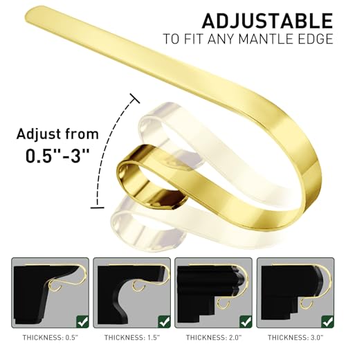 Adjustable Non-Slip Christmas Stocking Holders for Fireplace Mantel - 4 Pack, Gold
