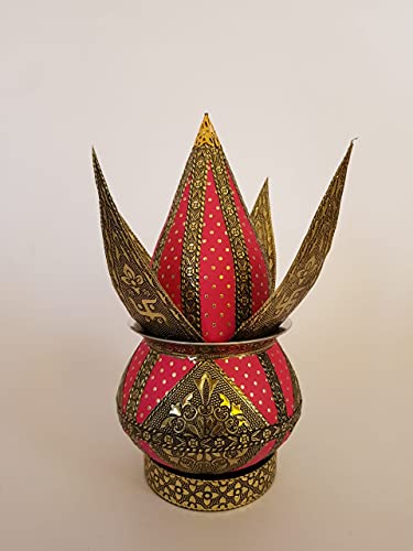 Aluminum Meenakari Puja Mangal Kalash with Narial Patta Set