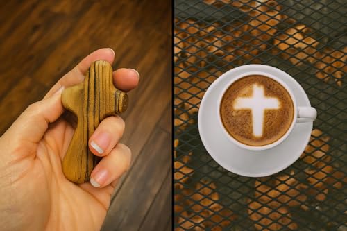 Small Olive Wood Pocket Comfort Crosses - Set of 2 Holy Land Prayer Crosses