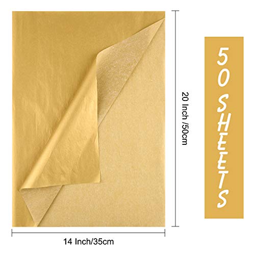Gold Metallic Tissue Paper for Gift Wrapping Party Decor 50 Sheets - MIAHART