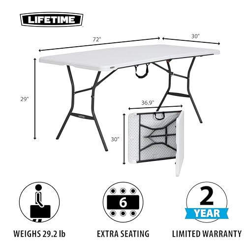 6-Foot Foldable Plastic Banquet Table, Durable Indoor-Outdoor Folding Table