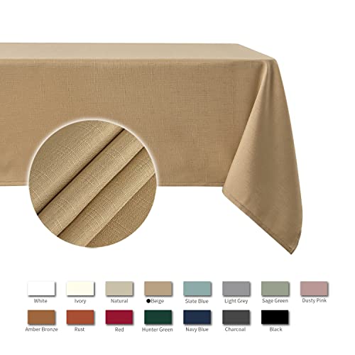 Rectangle Slubby Textured Tablecloth Waterproof Spillproof Wrinkle