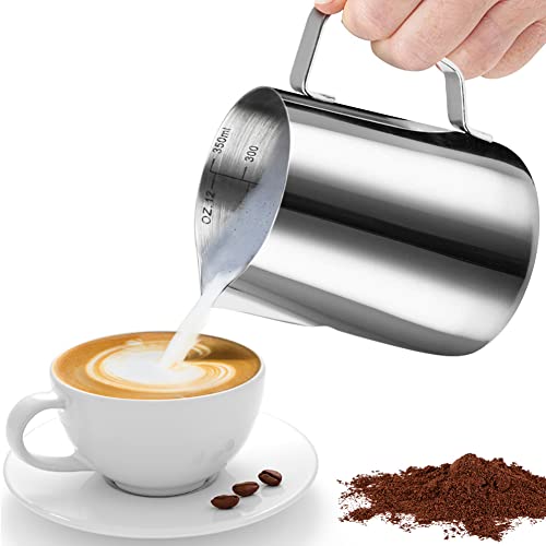 Stainless Steel Milk Frothing Pitcher 12 oz - Latte Art Pouring Jug
