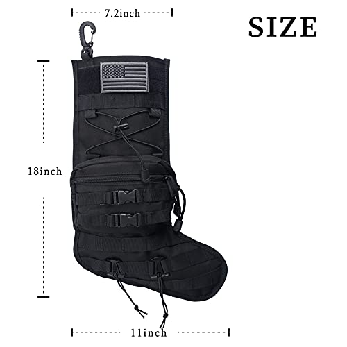 Tactical Christmas Stocking with MOLLE Webbing, Zip Pocket & Flag Patch