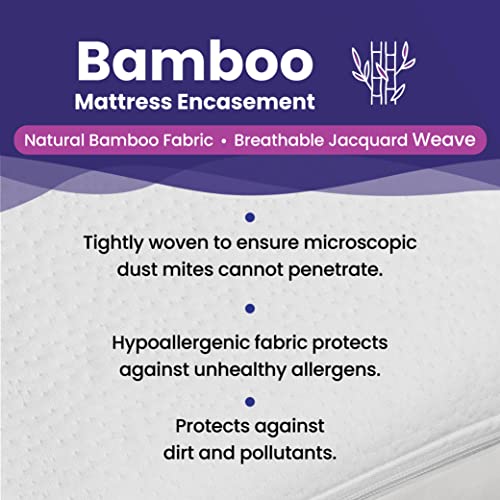 Twin XL Waterproof Bamboo Viscose Mattress Encasement 360° Zipper