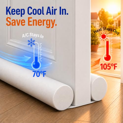 Under Door Draft Stopper 30 Inch - White Door Draft Blocker for Gaps up to 1.7"
