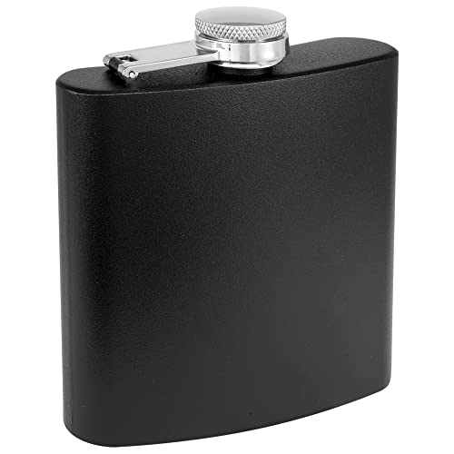 Clear Water Home Goods 6oz Matte Black Stainless Steel Hip Flask with Funnel & Gift Box