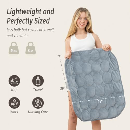 Weighted Lap Blanket 7lbs, 24x29 Inch Soft Crystal Velvet Travel Throw