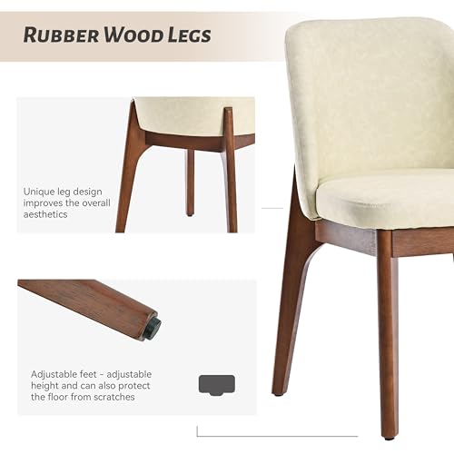 Modern Faux Leather Dining Chairs, Set of 2, Beige Upholstered Side Chairs