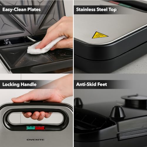 750W Electric Sandwich Maker with Non-Stick Plates & Cool-Touch Handle