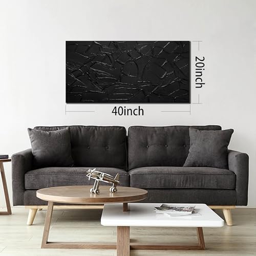 Large 3D Textured Abstract Canvas Wall Art, Neutral Minimalism Painting 40x20