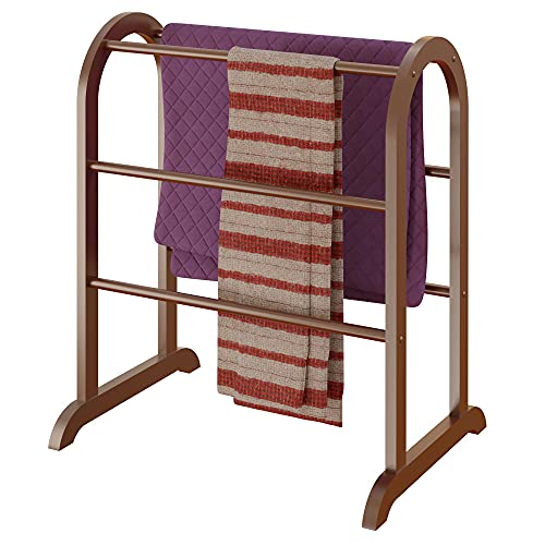 6-Rung Wood Quilt Rack - Antique Walnut Blanket Stand