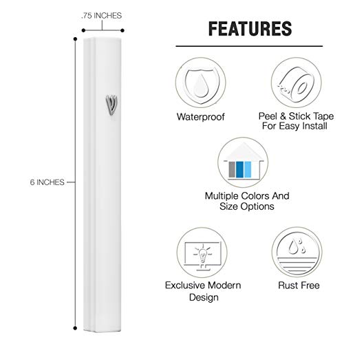 Aluminum Mezuzah Case - 6 Inch Silver Shin Design Weatherproof Door Decor