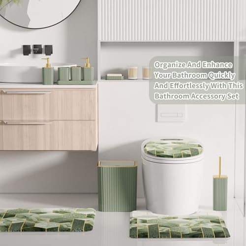 26-Piece Sage Green Bathroom Accessory Set with Shower Curtain and Rugs