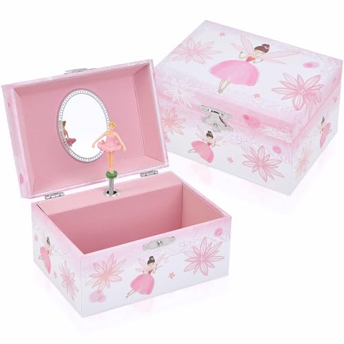 Spinning Ballerina Musical Jewelry Box for Kids - Wooden Storage Chest