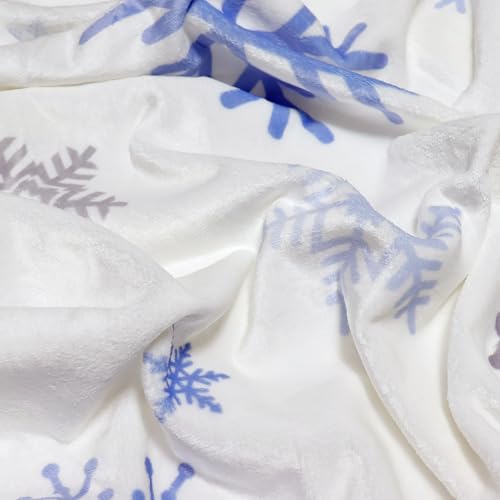 Blue Snowflake Christmas Throw Blanket 60x80in Ultra Soft Fleece Bed Decor