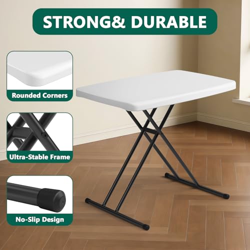 30-Inch Adjustable Folding Table, Portable Heavy Duty Laptop Desk Tray