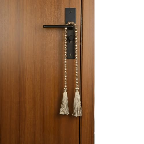 34-Inch Pearl Glass Bead Garland with Tassels, Boho Table Decor
