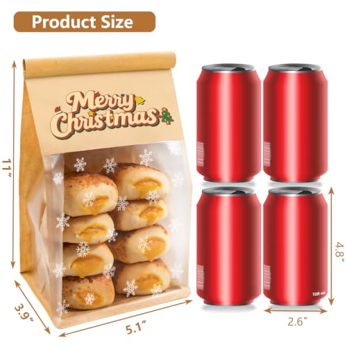 Medium Christmas Cookie Bags with Seal 100PCS - Resealable Treat Bags for Baking