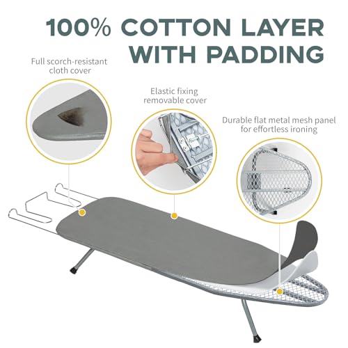 RAINHOL Gray Mini Tabletop Ironing Board 31"x12" Foldable with Iron Rest