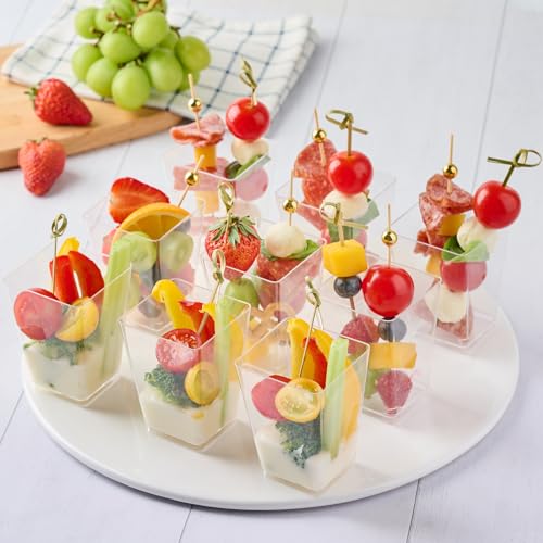 Zezzxu 150 Pcs 5 oz Plastic Charcuterie Cups with Sticks Set for Parties, Serves 50
