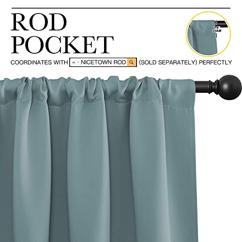 Greyish Blue Blackout Curtains - 29" x 30" - 2 Panels, Thermal Insulated