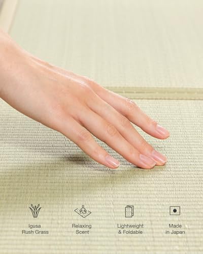 Japanese Tatami Floor Mattress, Foldable Natural Rush Grass Mat, Queen Size