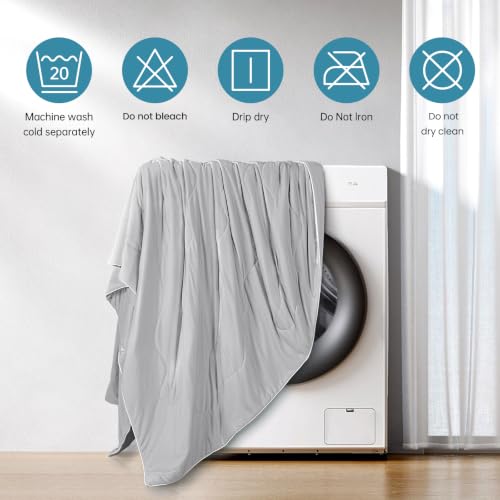 EASELAND Cooling Comforter Queen Grey 90x90 Inches - Upgraded Double-Sided Q-Max 0.45+