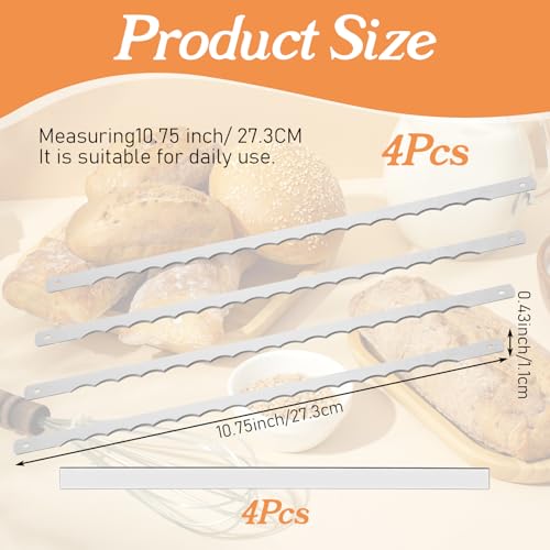 8 Pack 10.75-Inch Serrated Bread Bow Knife Replacement Blades with Guards
