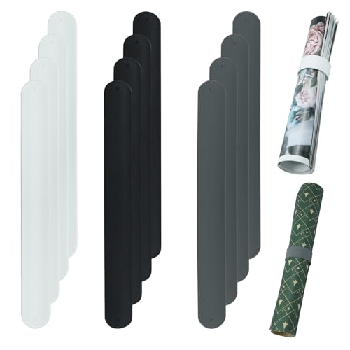 12-Piece Silicone Wrapping Paper Holders and Slap Bands for Home Storage