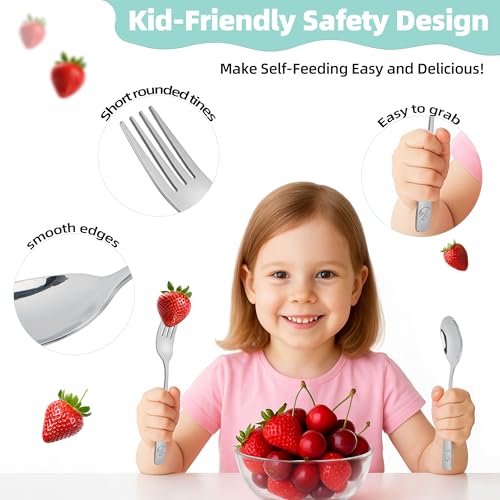 Stainless Steel Toddler Utensils Set 14-Piece Kids Silverware