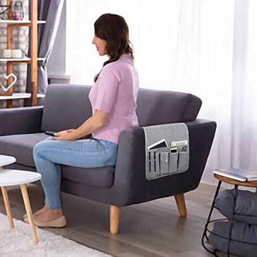 Non-Slip Sofa Armrest Organizer with 5 Pockets for Remote and Tablet