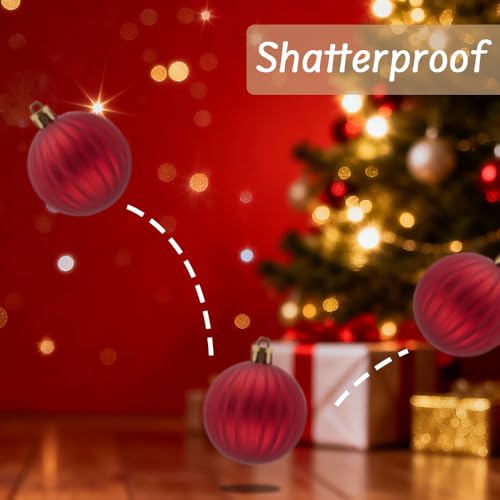 DounakeEvth 50ct Red Green Gold Shatterproof Christmas Ball Ornaments Set (1.57"-2.36"), Pre-Strung