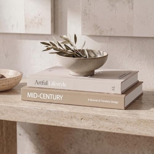Set of 2 Decorative Books for Coffee Table Decor - Faux Storage Boxes