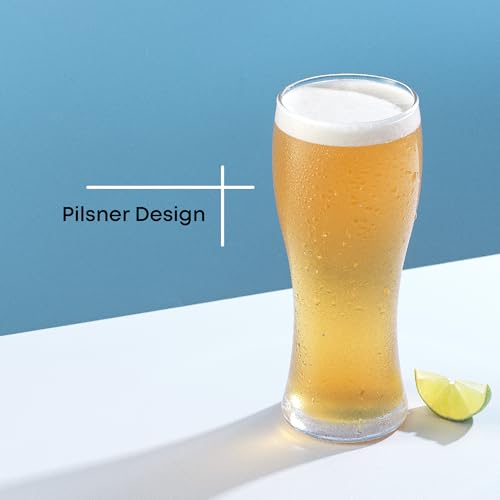 15.5oz Beer Glasses Set of 4, Craft Pilsner IPA Pint Glasses for Home Bar
