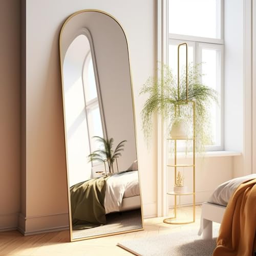 Arched Full Length Mirror 18x58 Inch - Floor or Wall Mounted Gold Mirror
