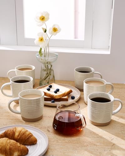 Famiware Constellation-Beige Coffee Mug Set of 6, 13oz Ceramic Cups with Handle