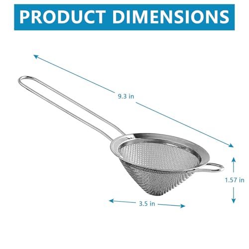 LINALL 2 Pack 3.5-Inch Stainless Steel Fine Mesh Cocktail Strainers for Bar and Bartender