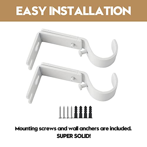 Adjustable Heavy Duty Curtain Rod Brackets - Set of 2, Fits 1 Inch Rods