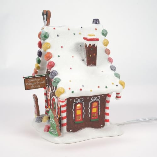 Disney Village Mickey Mouse Gingerbread House Lit Porcelain Building