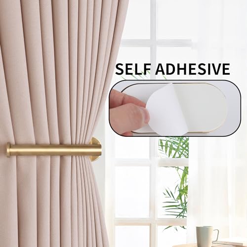 Gold Adhesive Curtain Holdbacks (2 Pack) - No-Drill Metal Tie Backs