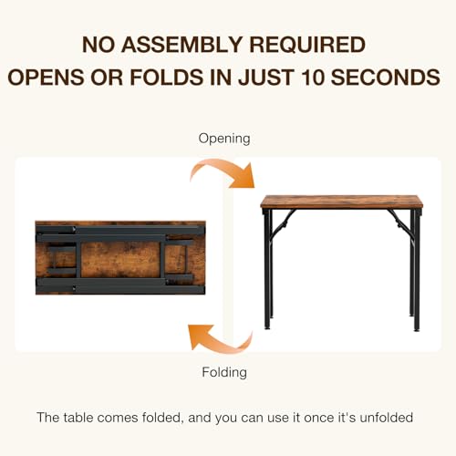 35.8" Small Folding Computer Desk, No Assembly Compact Study Table, Brown