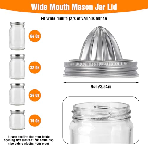 4-Pack Stainless Steel Mason Jar Juicer Lids for Wide Mouth Jars