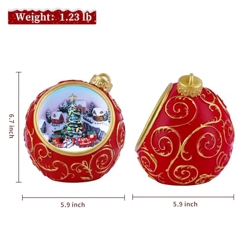 6.3" Animated Musical Christmas Village Globe with Rotating Train & Lights